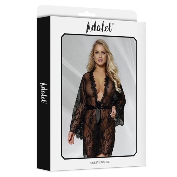 ADALET Lucy Peignoir Semi Transparente con Tanga Floral