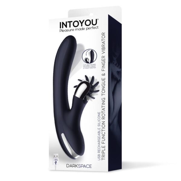 INTOYOU Darkspace Vibrador con Lenguas Rotadoras y Triple Motor Recargable Azul