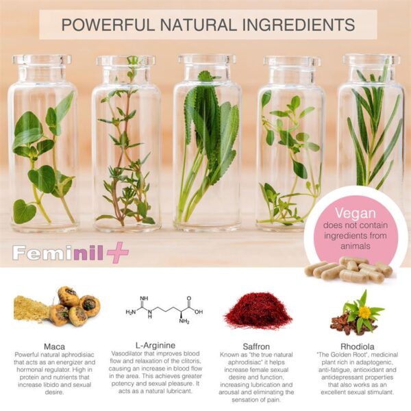 500 COSMETICS Feminil+ Pastillas Libido Femenina 30 Cápsulas